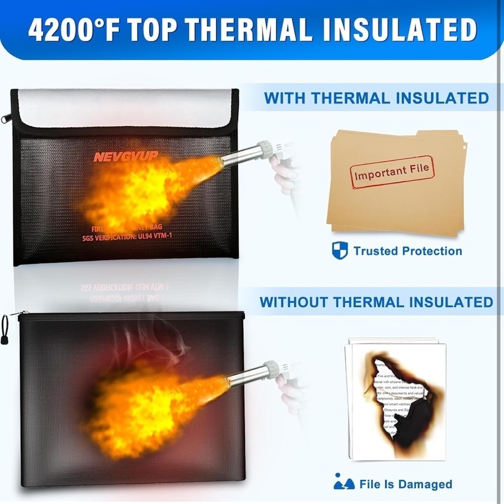 Fireproof Book Safe, 4200°F Money Bag Combination Lock, Fake Book Hidden Storage - Picture 6 of 8